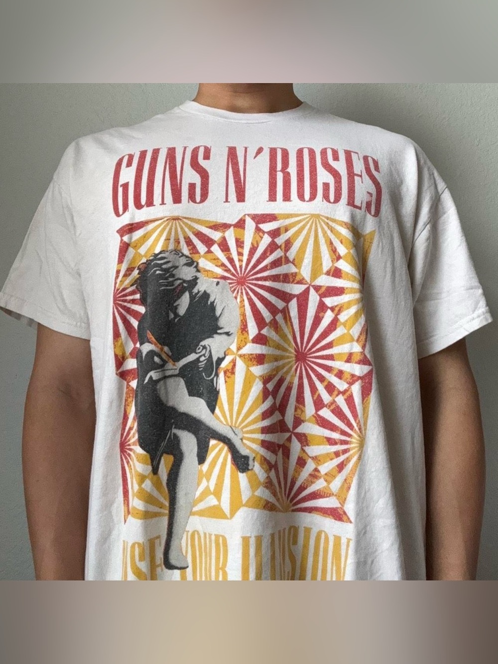 Guns N Roses Use Your Illusion Tour Band Graphics White Tee Shirt